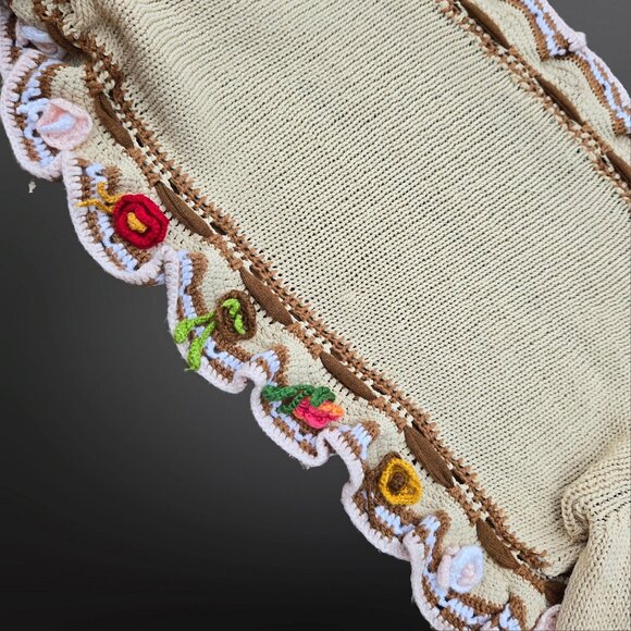 90s Y2K Shrug Cardigan Womens S Crochet flowers Fairy Cottage Grunge Boho Rave - Picture 9 of 12